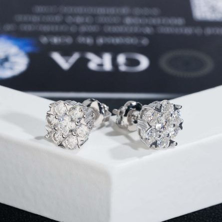 Diamond Hair 2025 New S925 Silver Flower Moissanite Earrings Spot Factory Direct Sales European And American Hip-Hop Light Luxury - Image 4