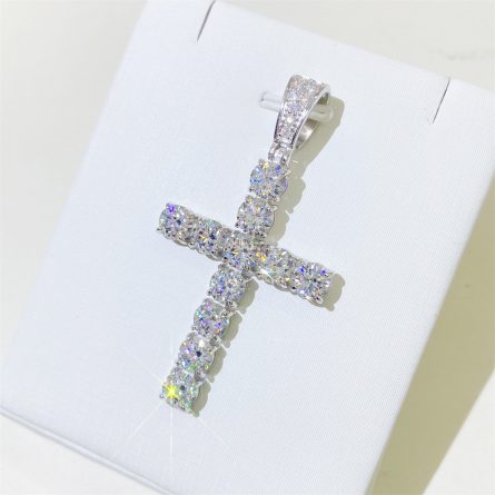 Hot Sale Hip-Hop 6Mm925 Silver Inlaid D Color Mossan Cross Pendant Necklace Jewelry Can Be Worn Through A Single Stone Chain - Image 4