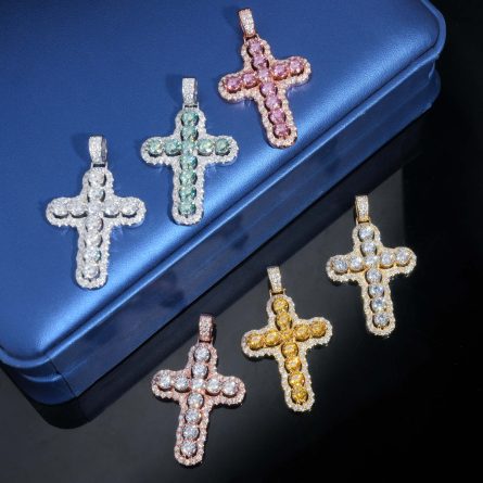 New Cross Hip Hop Pendant 925 Silver Color Moissanite European And American Personality Fashionable Men And Women - Image 4