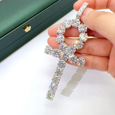 European And American Hot-Selling 925 Silver Mossan Diamond Hip Hop Necklace Angel Key Cross Hiphop Pendant Chain - Image 2