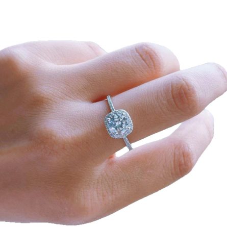 Micro-Inlaid Square Bag Moissan Ring S925 Sterling Silver Plated 18K Gold Moissan Ring Proposal Engagement Ring For Women Fashion Trend - Image 5