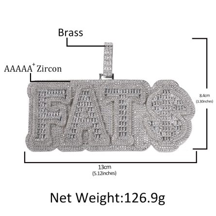 Fats Letter Pendant European And American Foreign Trade S925 Sterling Silver Mossanzircon Hip-Hop Pendant Men'S Trendy Pendant Pendant Tag - Image 4