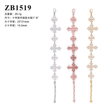 Diamond Hair, New European And American Moissanite Cross Bracelet, 925 Silver Trend Versatile Hip-Hop Boys' Handwear - Image 5