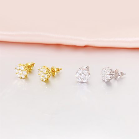 New European And American S925 Silver 2.5Mm Moissanite Full Of Flower Earrings, European And American Hip-Hop Simple And Personalized Earrings - Image 4