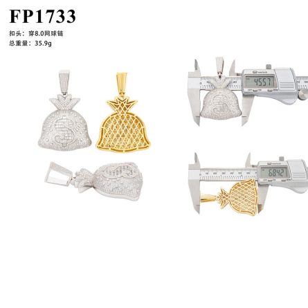 Diamond Hair, European And American Hot-Selling S925 Silver Inlaid Mossanite Big Money Bag Pendant Hip-Hop Wearable Cuban Chain Tennis Chain - Image 5