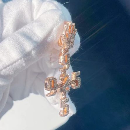 European And American Crown Buckle Water Drop Digital Pendant S925 Pure Cotton Moissan Diamond High-End Hip-Hop Necklace Pendant - Image 4