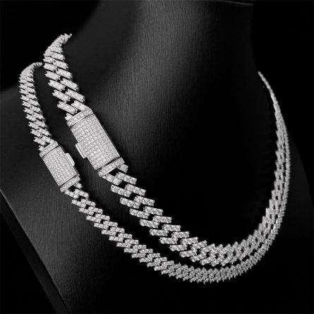 European And American Hip-Hop Men'S 925 Sterling Silver 13Mm Single Row Mossan Diamond Cuban Chain Necklace Men'S Necklace Trendy Full Diamond - Image 3