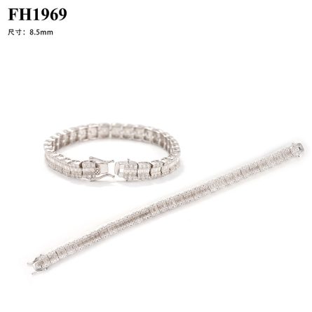 Diamond New 925 Sterling Silver Bracelet Vvs Moissanite 8.5Mm Men'S And Women'S Jewelry Accessories European And American Hip-Hop Bracelet - Image 5
