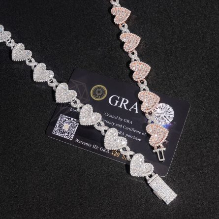 New Products Are Available, European And American-Border Hot-Selling S925 Silver Mossanite Hand-Dressed Heart-Shaped Cuban Chain Pass-Test Diamond Pen - Image 4