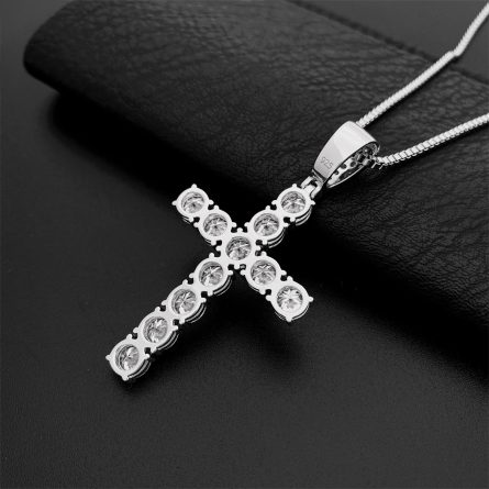 Hot Sale Hip-Hop 6Mm925 Silver Inlaid D Color Mossan Cross Pendant Necklace Jewelry Can Be Worn Through A Single Stone Chain - Image 3