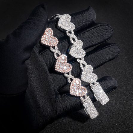 New Products Are Available, European And American-Border Hot-Selling S925 Silver Mossanite Hand-Dressed Heart-Shaped Cuban Chain Pass-Test Diamond Pen - Image 3
