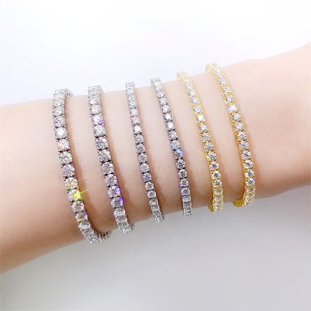 European And American Jewelry 2-5Mm925 Silver Hip-Hop Single-Row Tennis Chain Mossanite Bracelet Women'S Tennis Bracelet - Image 3