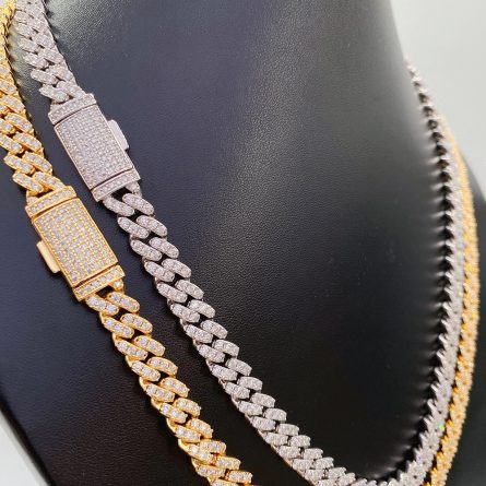 European And American Necklaces 8Mm Full-Inlaid Mosanite S925 Silver Single Row Cuban Chain Trendy Brand Necklace Accessories Hot Sale - Image 4