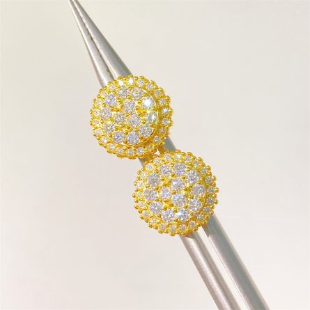 S925 Silver Moissanite Earrings In Europe And America Ins New Round Micro-Set Earrings In Europe And America Hip-Hop Simple And Personalized Earrings - Image 4