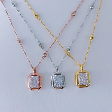 S925 Sterling Silver Ice Flower Cherdeen 9*7Mm Rectangular Necklace Blister Chain Light Luxury Design Necklace - Image 2