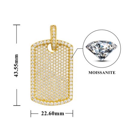 New European And American S925 Sterling Silver Inlaid With Mosan Shiny Rectangular Pendant Necklace Ins Trendy And Cool Hip-Hop Pendant - Image 5