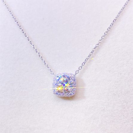 Manufacturer Spot S925 Silver Gold-Plated 1 Carat Classic Square Bag Mossan Diamond Necklace, Instant Diamond Pen One Piece Delivery - Image 4