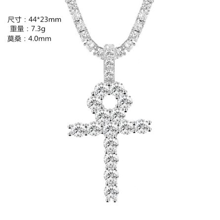 European And American S925 Sterling Silver 4Mm Mossanite Cross Pendant Hip-Hop Necklace Accessories One-Piece Shipping - Image 5
