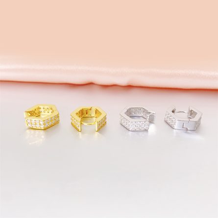 Hot New S925 Silver Moissanite Earrings Round Simple Earrings European And American Hip Hop Personalized Earrings - Image 3