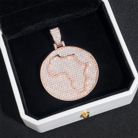 Diamond Hair Amazon New Map Pendant Mossanite Silver Hip-Hop All-Match Necklace Accessories Factory Direct Supply - Image 3