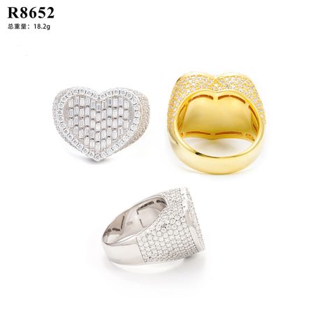 Diamond New Heart-Shaped Hip-Hop Ring 925 Silver Mossanite Stone Inlaid European And American Foreign Trade Exclusively For Men And Women'S Circle Ring Ring - Image 5