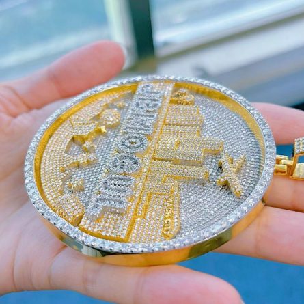 Hiphop Jewelry Hip Hop Private Disc Pattern Pendant European And American Trendy Silver-Inlaid Mossum Stone Pendant - Image 3