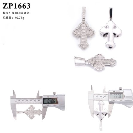European And American Hip-Hop 925 Silver Inlaid With D Color Moissanite Cross Pendant Necklace Jewelry Can Be Worn Through A Single Stone Chain - Image 5