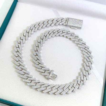 15Mm Full-Inlaid Mossanite Sterling Silver S925 Cuban Chain European And American Hip-Hop Trendy Necklace Jewelry One-Piece Delivery - Image 3
