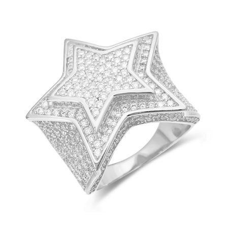 European And American Hip-Hop S925 Silver Inlaid D Color Vvs Moissan Five-Pointed Star Ring Men And Women Rings Ins Fashion Full Diamond - Image 5
