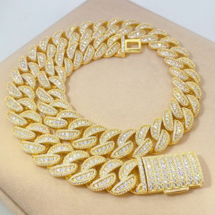 New European And American Necklaces 20Mm Full Of Mossanite S925 Silver Cuban Chain Trendy Necklace Accessories Hot Sale Across Borders - Image 4