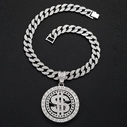 Money Disc Hip-Hop Style European And American S925 Sterling Silver Mossanzircon Pendant Men'S Necklace Foreign Trade Fashion Trend - Image 4
