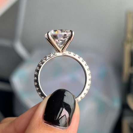 New Luxury S925 Sterling Silver Moissan Diamond 3 Carat Ring Holder Ring Full Inlay Design Classic Four-Claw Ring Wholesale - Image 3