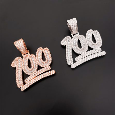 European And American Diamond Hip Hop Copper Inlaid 5A Zircon Digital Pendant Necklace Jewelry Can Be Through Single Stone Chain - Image 3