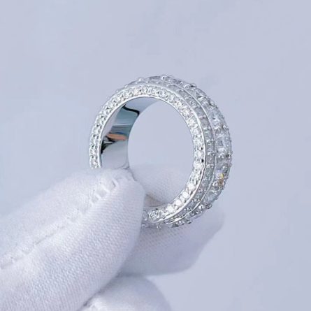 European And American Hot-Selling S925 Silver Mossanite Ring Full Diamond Hip Hop Solid Ring Trendy Diamond Ring Fashion Men And Women - Image 3