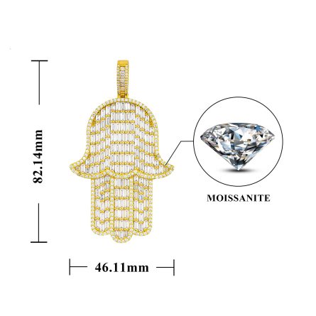 Manufacturer'S New Style Of Men And Women'S Large Palm Hip-Hop Pendant 925 Silver Mossan Pendant Can Be Worn Through A Single Stone Tennis Chain - Image 5