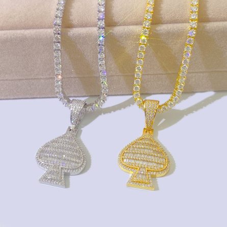 Wholesale New 925 Silver Mossanite Diamond Heart-Shaped Pendant Hip Hop Jewelry Through Single Stone Necklace - Image 2
