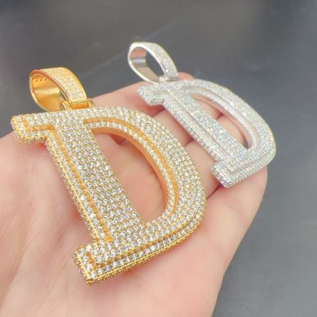 Diamond Ins Hot Sale Moissanite Stone Hip Hop Letter Pendant 925 Silver Inlaid D Color Moissan Can Be Worn Through 15Mm Wide Chain - Image 4