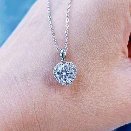 Spot S925 Sterling Silver Love Necklace Moissan Diamond Women'S Light Luxury Niche High-End Sense Cervical Chain Heart-Shaped Collarbone Chain - Image 3