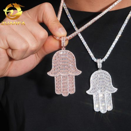 Manufacturer'S New Style Of Men And Women'S Large Palm Hip-Hop Pendant 925 Silver Mossan Pendant Can Be Worn Through A Single Stone Tennis Chain - Image 2