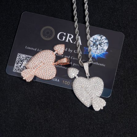 Manufacturer Wholesale New Style Of Men And Women Heart-Shaped Hip-Hop Pendant 925 Silver D Color Moissan Pendant Can Wear 3Mm Tennis Chain - Image 2