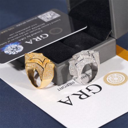 European And American Hip-Hop S925 Silver Inlaid D Color Vvs Moissan Five-Pointed Star Ring Men And Women Rings Ins Fashion Full Diamond - Image 3