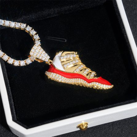 Diamond Hair Jewelry Personalized Shoes And Pendants Are Inlaid With Mossanite 925 Silver Gold-Plated European And American Hip-Hop Trendy Necklace Accessories - Image 3