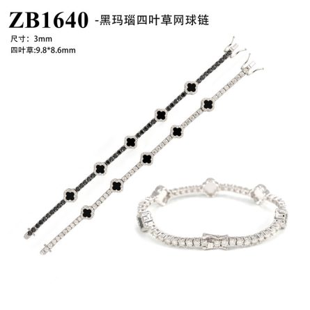 4-Leaf Clover 925 Silver Mossanite High-End Fashion Bracelet For Men And Women With Gra Certificate Black Card - Image 5