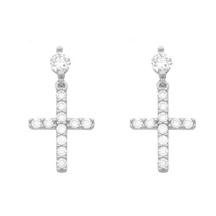 New Hot-Selling S925 Silver Moissanite Earrings Round Cross Earrings European And American Hip-Hop Personality Earrings - Image 5