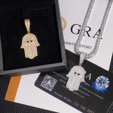 European And American Hot-Selling New 9S25 Silver-Set Mossanite Pendant Palm Hip-Hop Necklace Can Be Paired With Tennis Chain - Image 5