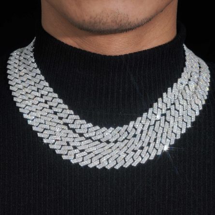 European And American Cuban Chain 13Mm Double Rows Full Of Mossanite S925 Silver Diamond Cuban Chain Trendy Accessories Cross-Border Hot - Image 3