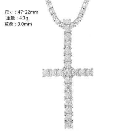 European And American Hip-Hop 3Mm925 Silver Inlaid D Color Mossan Cross Pendant Necklace Jewelry Can Be Worn Through A Single Stone Chain - Image 5