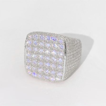 European And American Hip-Hop Full Diamond 925 Silver Inlaid D Color Vvs Moissan Ring Men And Women Rings Ins Fashion Full Diamond - Image 3