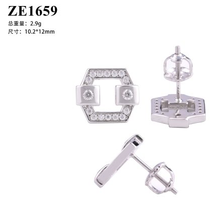 Manufacturer Wholesale S925 Silver-Inlaid D-Color Moissanite Earrings, Hot-Selling Hexagonal Simple Earrings, Earrings In Europe And The United States - Image 5