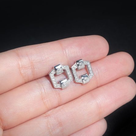 Manufacturer Wholesale S925 Silver-Inlaid D-Color Moissanite Earrings, Hot-Selling Hexagonal Simple Earrings, Earrings In Europe And The United States - Image 4